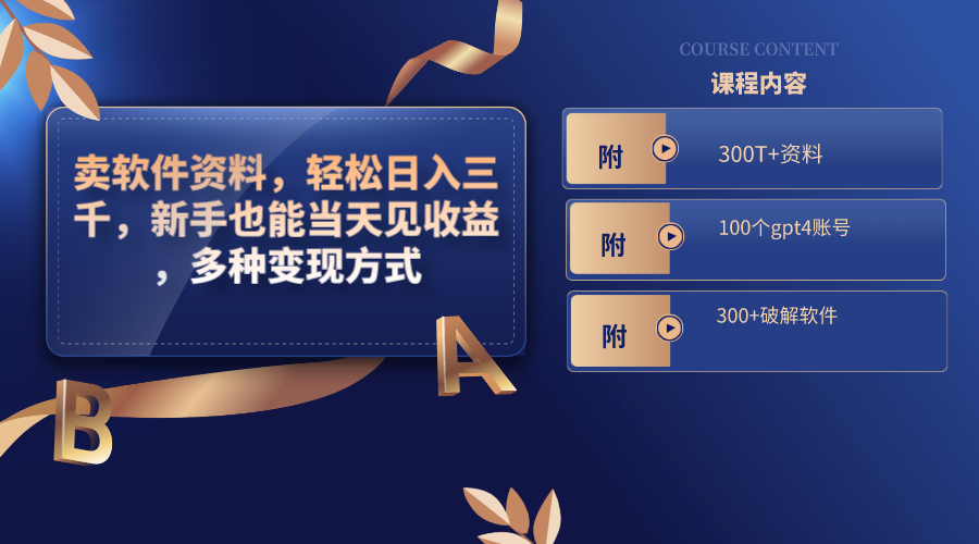 （8582期）卖软件资料，轻松日入三千，新手也能当天见收益，多种变现方式，（附300…-副业网