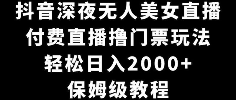 (8908期)抖音深夜无人美女直播,付费直播撸门票玩法,轻松日入2000+,保姆级教程-副业网