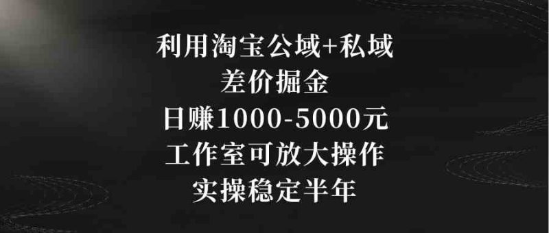 (8952期)利用淘宝公域+私域差价掘金,日赚1000-5000元,工作室可放大操作,实操…-副业网