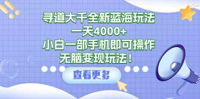 （9479期）寻道大千全新蓝海玩法，一天4000+，小白一部手机即可操作，无脑变现玩法！-副业网