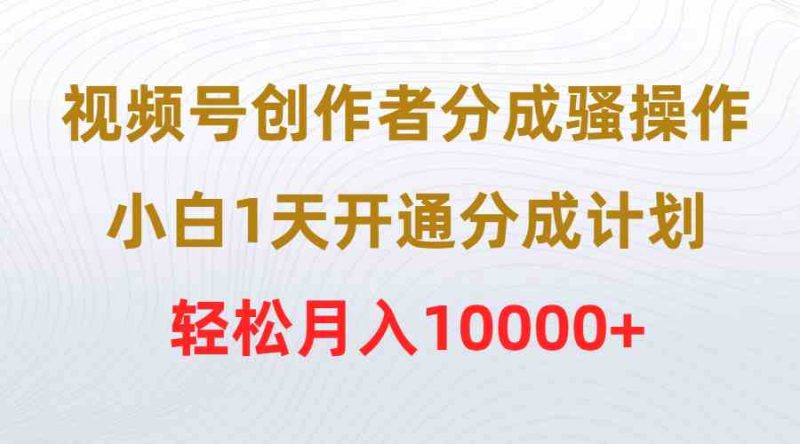 （9656期）视频号创作者分成骚操作，小白1天开通分成计划，轻松月入10000+-副业网