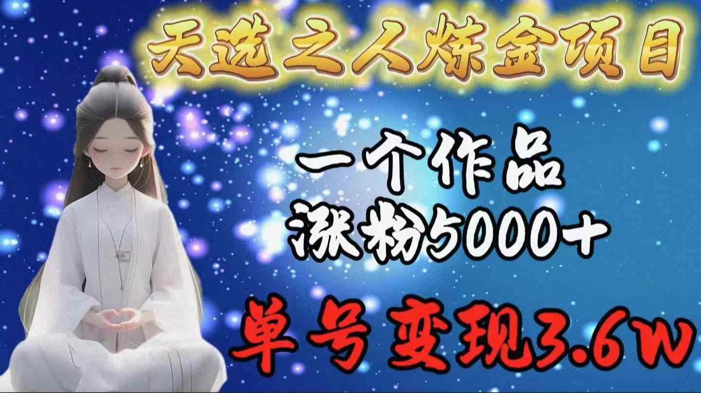 （9693期）天选之人炼金项目，一个作品涨粉5000+，单号变现3.6w-副业网