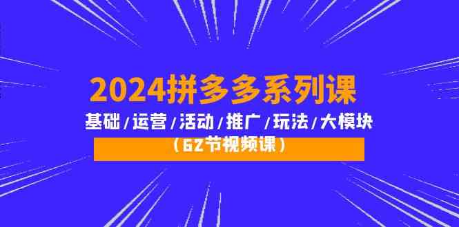 （10019期）2024拼多多系列课：基础/运营/活动/推广/玩法/大模块（62节视频课）-副业网
