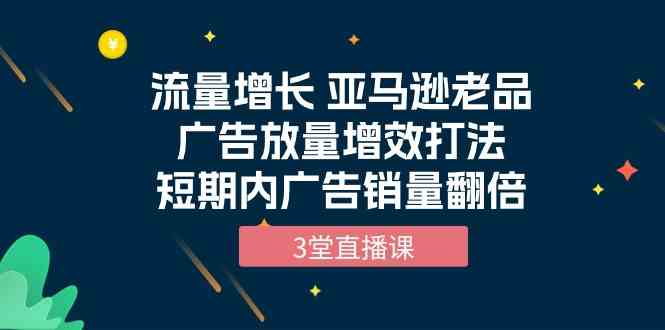 （10112期）流量增长 亚马逊老品广告放量增效打法，短期内广告销量翻倍（3堂直播课）-副业库