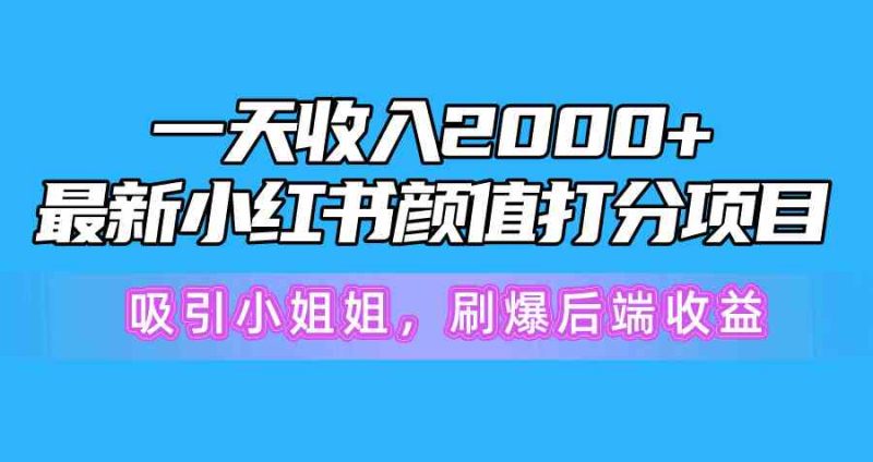 (10187期)一天收入2000+,最新小红书颜值打分项目,吸引小姐姐,刷爆后端收益-副业库
