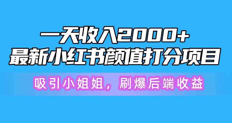 （10187期）一天收入2000+，最新小红书颜值打分项目，吸引小姐姐，刷爆后端收益-副业库