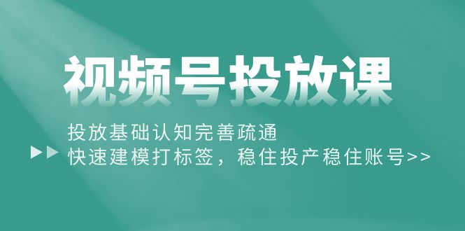 （10205期）视频号投放课：投放基础认知完善疏通，快速建模打标签，稳住投产稳住账号-副业网