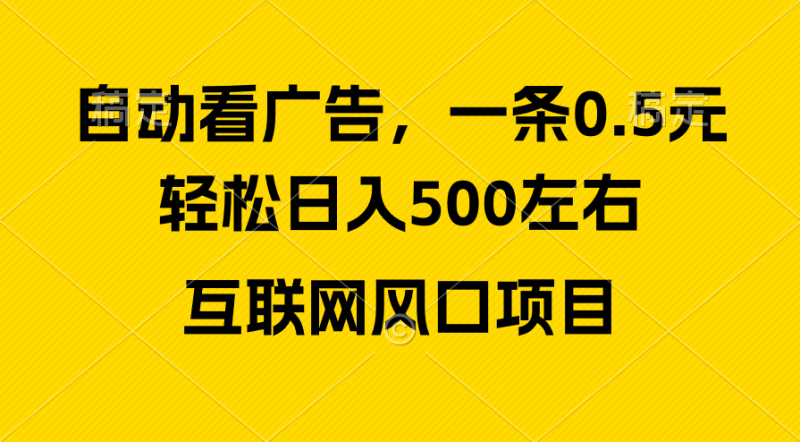 （10306期）广告收益风口，轻松日入500+，新手小白秒上手，互联网风口项目-副业网