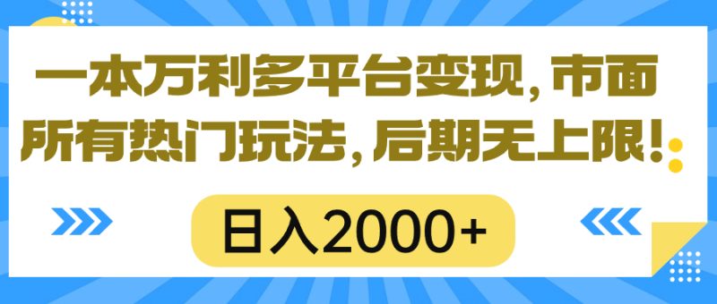 （10311期）一本万利多平台变现，市面所有热门玩法，日入2000+，后期无上限！-副业网