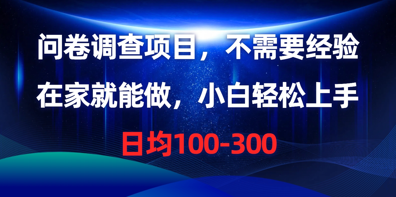 （10402期）问卷调查项目，不需要经验，在家就能做，小白轻松上手，日均100-300-副业网