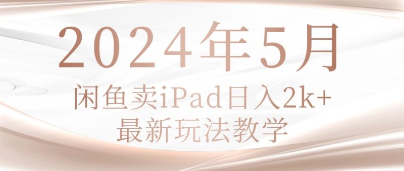 (10459期)2024年5月闲鱼卖ipad日入2k,最新玩法教学-副业网