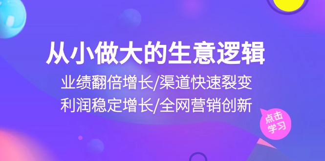 （10438期）从小做大生意逻辑：业绩翻倍增长/渠道快速裂变/利润稳定增长/全网营销创新-副业网