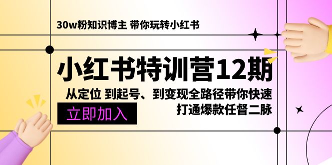 （10666期）小红书特训营12期：从定位 到起号、到变现全路径带你快速打通爆款任督二脉-副业网