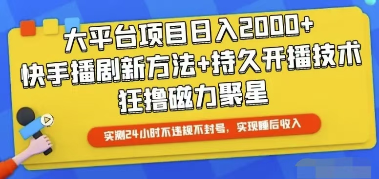 （10694期）快手24小时无人直播，真正实现睡后收益-副业网