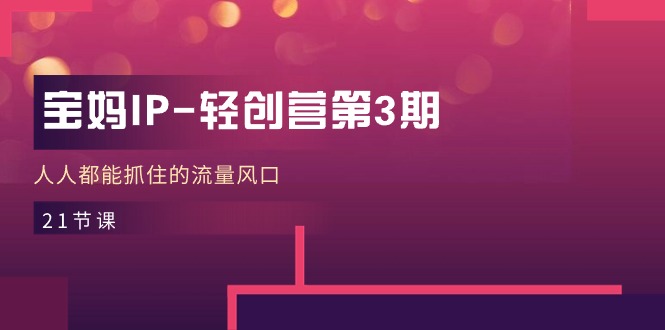 （11042期）宝妈IP-轻创营第3期，人人都能抓住的流量风口（21节课）-副业网