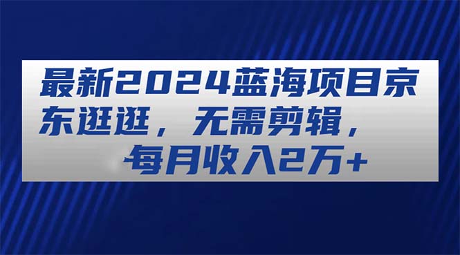 （11041期）最新2024蓝海项目京东逛逛，无需剪辑，每月收入2万+-副业网