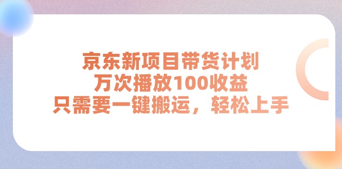 （11300期）京东新项目带货计划，万次播放100收益，只需要一键搬运，轻松上手-副业网