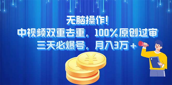 （11353期）无脑操作!中视频双重去重，100%原创过审，三天必爆号，月入3万+-副业网