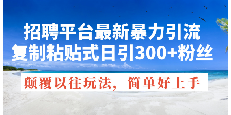 （11538期）招聘平台最新暴力引流，复制粘贴式日引300+粉丝，颠覆以往垃圾玩法，简…-副业库