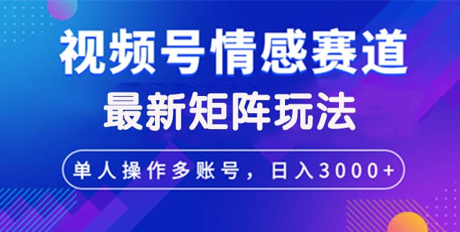 （12609期）视频号创作者分成情感赛道最新矩阵玩法日入3000+-副业库