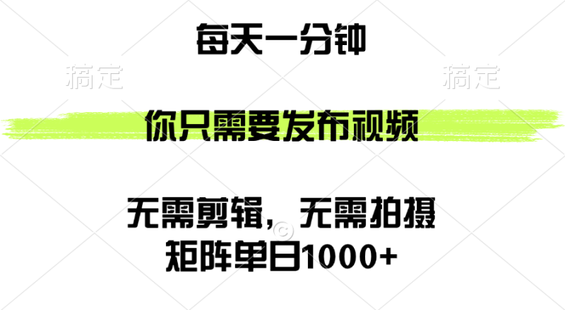 （12538期）矩阵单日1000+，你只需要发布视频，用时一分钟，无需剪辑，无需拍摄-副业网