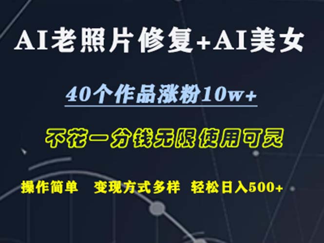 （12489期）AI老照片修复+AI美女玩发  40个作品涨粉10w+  不花一分钱使用可灵  操…-副业网