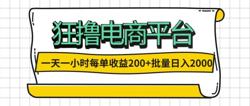 （12463期）一天一小时 狂撸电商平台 每单收益200+ 批量日入2000+-副业网