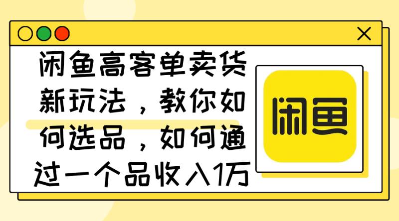（12387期）闲鱼高客单卖货新玩法，教你如何选品，如何通过一个品收入1万+-副业网