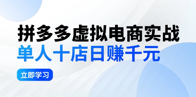 （12326期）拼多多虚拟电商实战：单人10店日赚千元，深耕老项目，稳定盈利不求风口-副业库