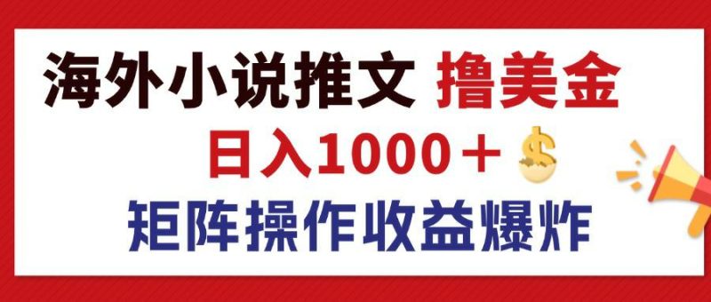 （12333期）最新海外小说推文撸美金，日入1000＋ 蓝海市场，矩阵放大收益爆炸-副业网