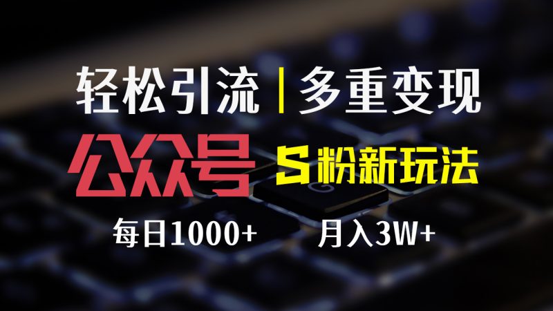 （12073期）公众号S粉新玩法，简单操作、多重变现，每日收益1000+-副业网