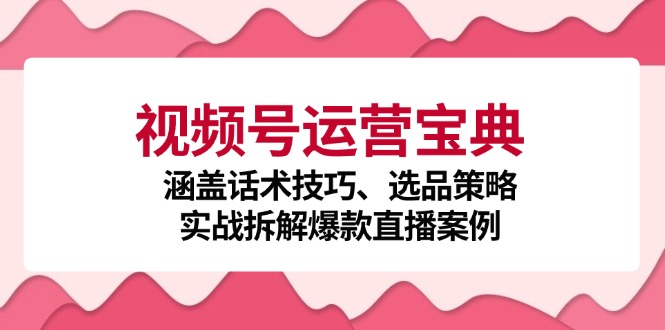 （12808期）视频号运营宝典：涵盖话术技巧、选品策略、实战拆解爆款直播案例-副业库