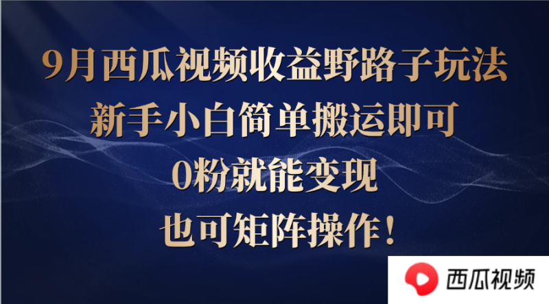 （12760期）西瓜视频收益野路子玩法，新手小白简单搬运即可，0粉就能变现，也可矩…-副业网