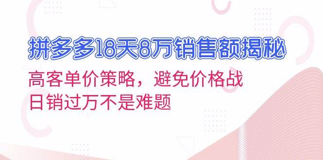 （13383期）拼多多18天8万销售额揭秘：高客单价策略，避免价格战，日销过万不是难题-副业网