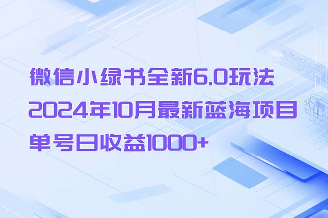 （13052期）微信小绿书全新6.0玩法，2024年10月最新蓝海项目，单号日收益1000+-副业库