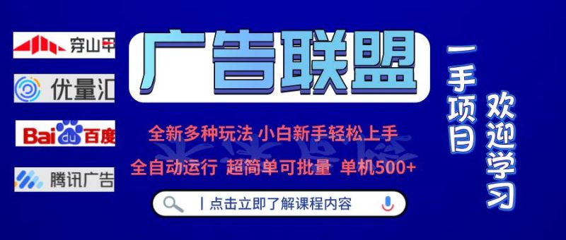 （13258期）广告联盟 全新多种玩法 单机500+  全自动运行  可批量运行-副业网