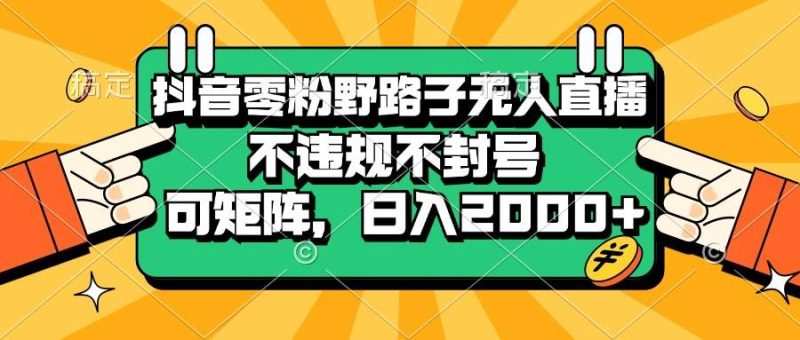 （13336期）抖音零粉野路子无人直播，不违规不封号，可矩阵，日入2000+-副业网