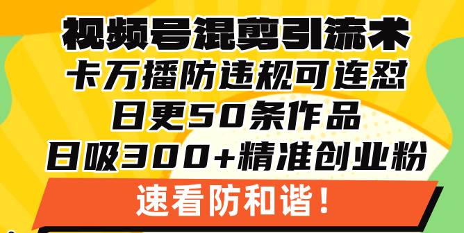 （13400期）视频号混剪引流技术，500万播放引流17000创业粉，操作简单当天学会-副业网
