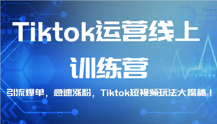 Tiktok运营线上训练营，引流爆单，急速涨粉，Tiktok短视频玩法大揭秘！-副业网