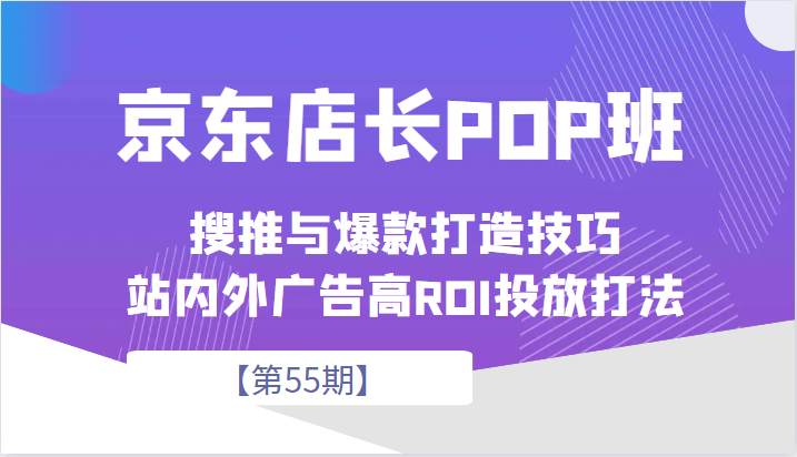 京东店长POP班【第55期】，京东搜推与爆款打造技巧，站内外广告高ROI投放打法-副业网