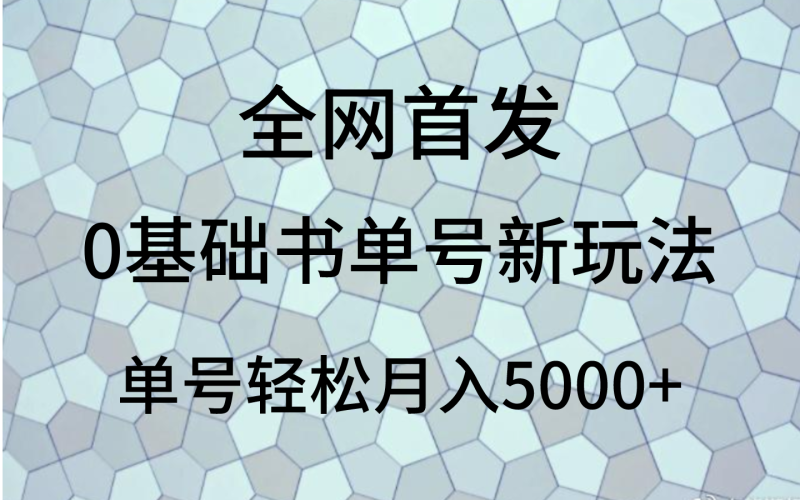 0基础书单号新玩法，操作简单，单号轻松月入5000+-副业网