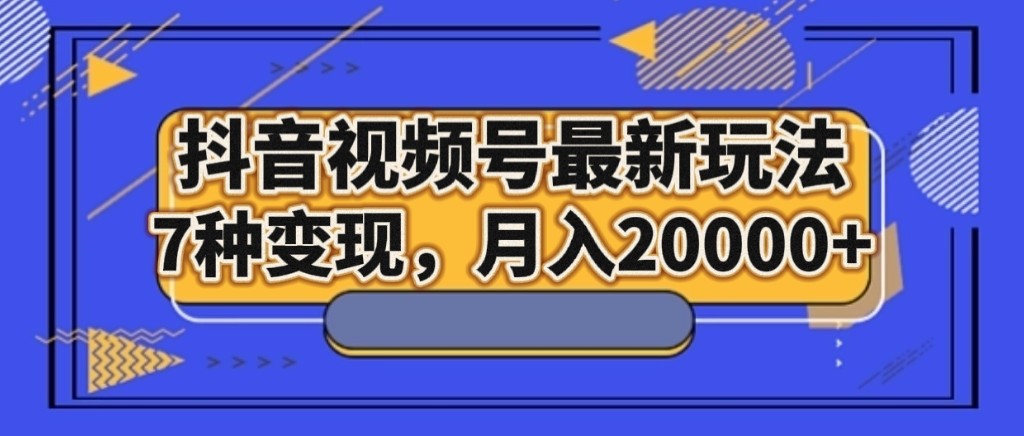 抖音视频号最新玩法，7种变现，月入20000+-副业网