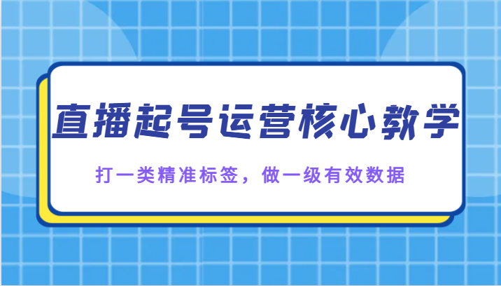 直播起号运营核心教学，打一类精准标签，做一级有效数据-副业网