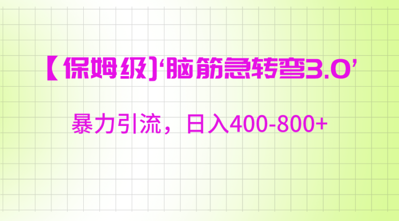 【保姆级】‘脑筋急转去3.0’暴力引流、日入400-800+-副业网