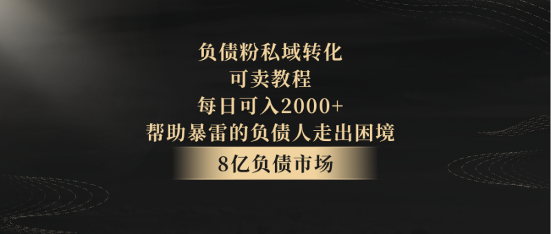 负债粉私域转化，可卖教程，每日可入2000+，无需经验-副业库