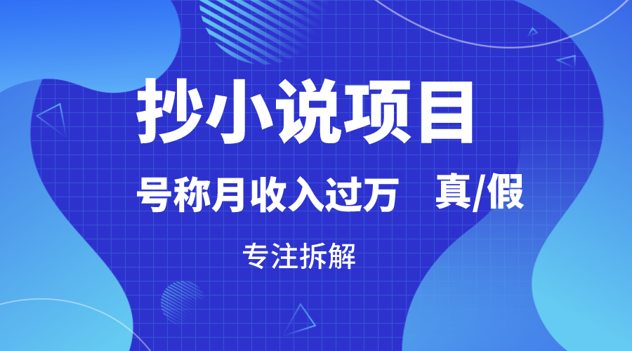 抄小说项目，号称月入过万，到底是否真实，能不能做，详细拆解-副业网