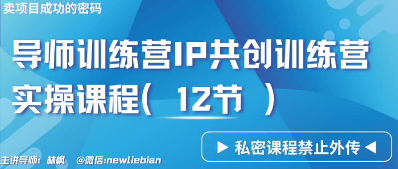 导师训练营3.0IP共创训练营私密实操课程（12节）-卖项目的密码成功秘诀-副业网