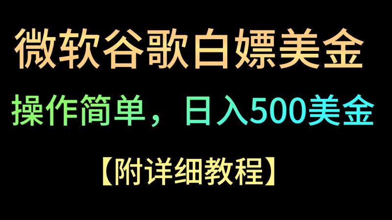 微软谷歌项目3.0，轻松日赚500+美金，操作简单，小白也可轻松入手！-副业库