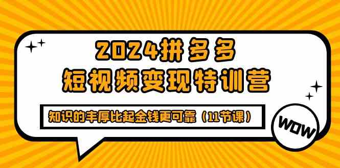 2024拼多多短视频变现特训营，知识的丰厚比起金钱更可靠（11节课）-副业网