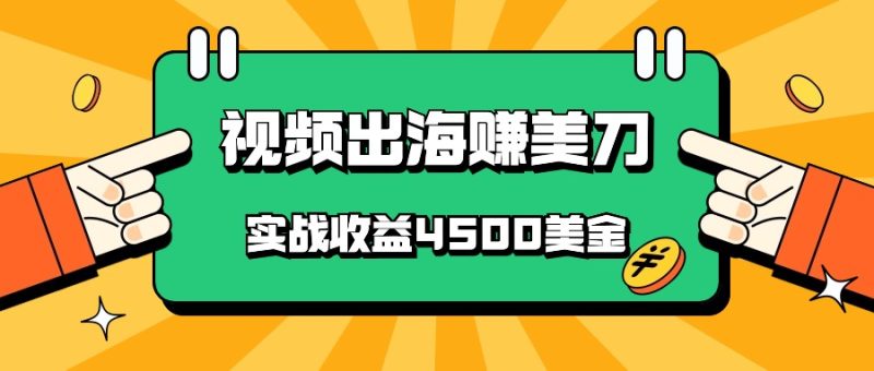国内爆款视频出海赚美刀，实战收益4500美金，批量无脑搬运，无需经验直接上手-副业网